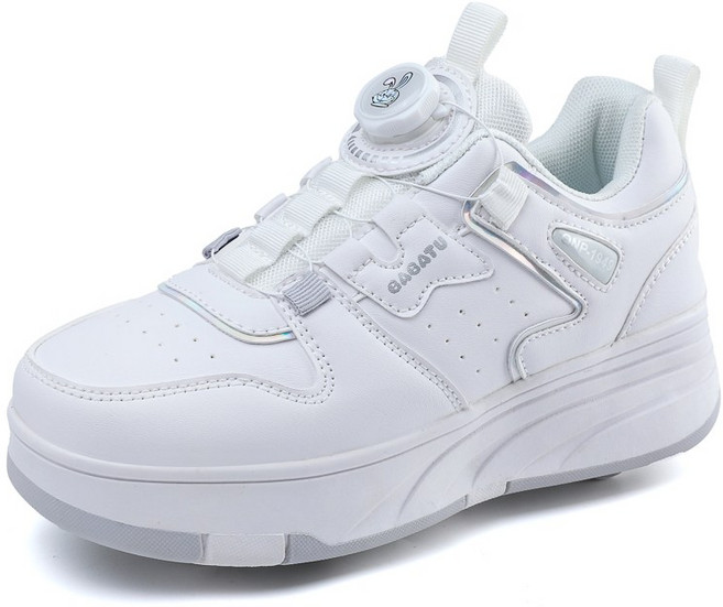 다이얼 롤러슈즈 롤러슈즈 힐리스 운동화 바퀴달린신발 롤로스케이트 4륜 초경량 스케이트화, 흰색, 1개