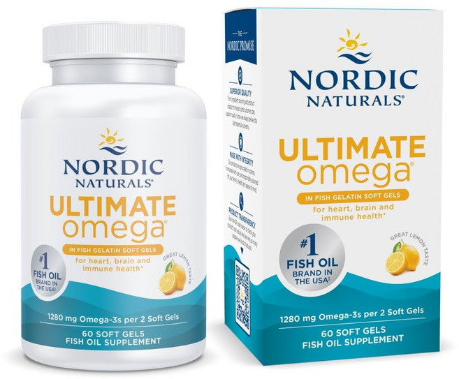 Nordic Naturals Ultimate Omega 레몬 피쉬 젤라틴 소프트젤 60정, 1개