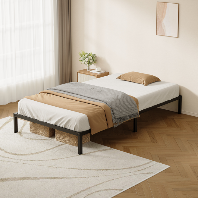 KURUA 철제 침대프레임 침대깔판 매트리스 받침대 바닥 깔판, 블랙