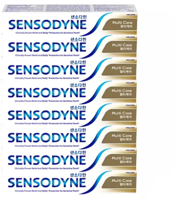 [센소다인시린이 토탈케어 추천1위]미백 잇몸 시린이 충치 치아잇몸지킴이" 멀티케어 치약"6+2(사은품)[총100그램 x 8P 무료배송], 100g