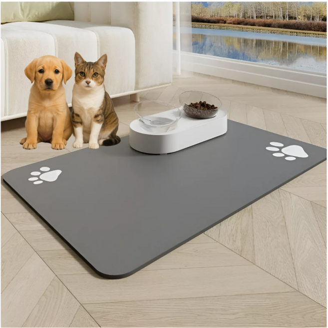 심바로 반려동물 논슬립 식기매트, 1개, 그레이