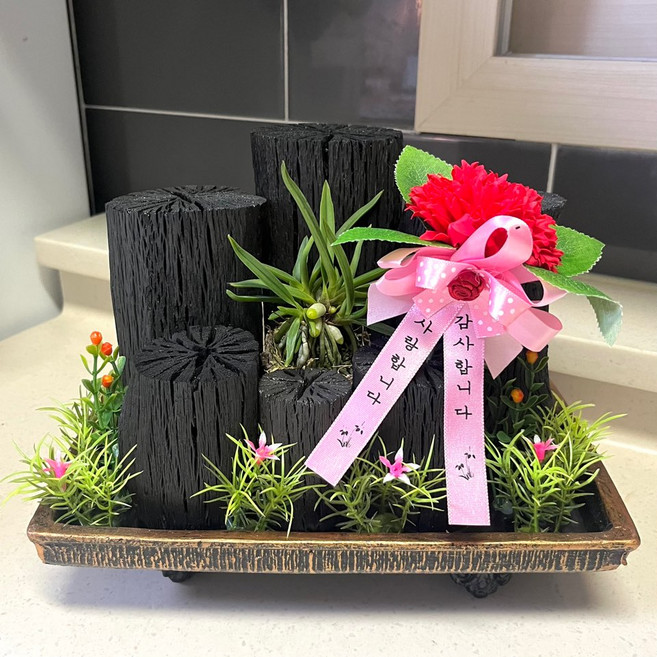 카네이션 숯화분 고급사각 어버이날 스승의날 선물, 1개, 3.고급사각