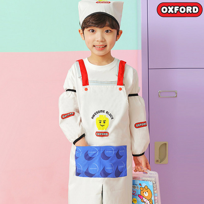 남아 앞치마세트 앞포켓 캐릭터정품 라이센스 팔토시 두건 앞치마 체험 수업 요리 미술 아동용 단체선물 생일선물