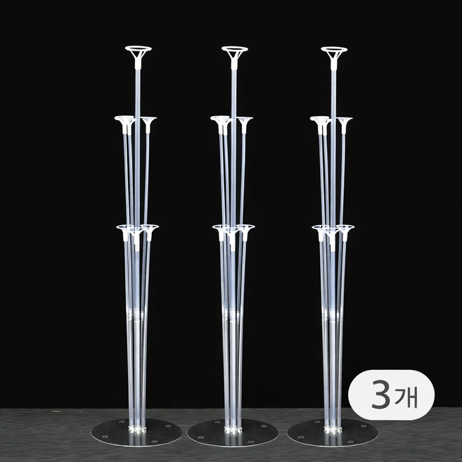 브로키 풍선 받침대 꽂이 스탠드 세트, 3개, 투명