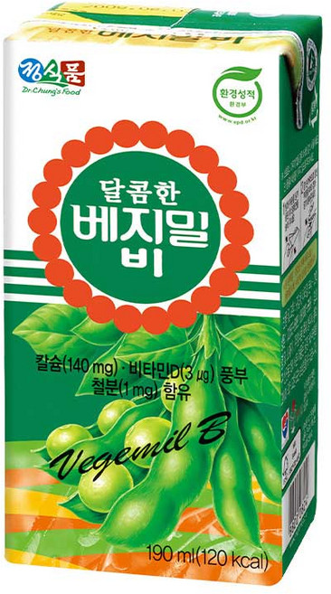 베지밀 달콤한 비 두유, 190ml, 24개