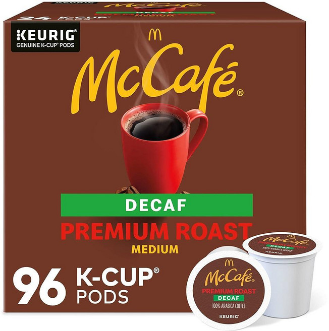 McCafé 프리미엄 로스트 디카페인 큐리그 1인용 K컵 포드 미디엄 커피 각 24개의 4개 팩 96개, 24개, 2) 프리미엄 로스트 디카페인 - 24 Count Pa