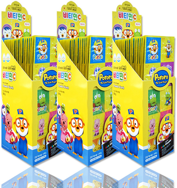 뽀로로 어린이 캐릭터 비타민 건강기능식품 복숭아맛 대용량, 250정, 3개