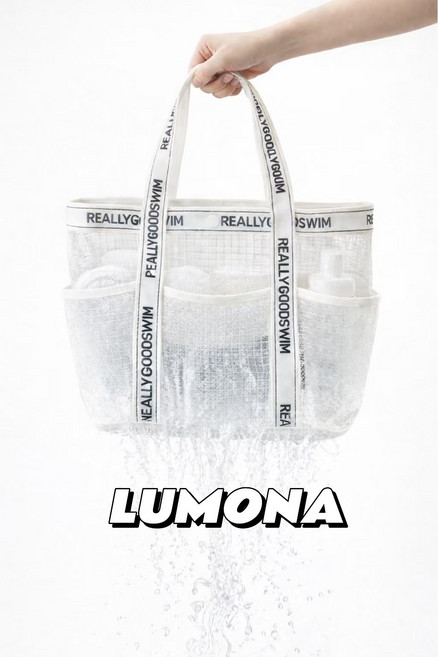 LUMONA 물빠지는 목욕가방 메쉬포켓 6개 달린 방수가방