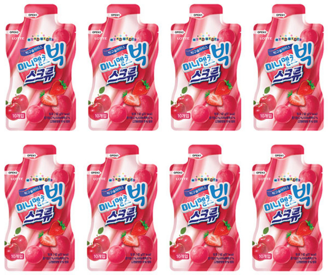 롯데 미니멜츠 빅 스크류 아이스크림 24개입 옛날 딸기 사과 체리 구슬 아이스크림, 24개, 50ml