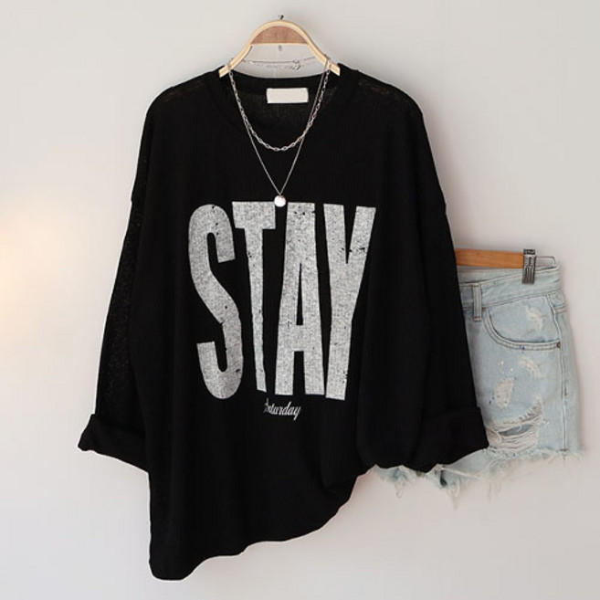 스카이코코 여성 긴팔 티셔츠 스테이 시스루 니트