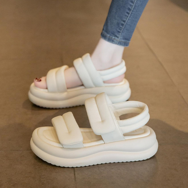 스타일닥터 여성샌들 여름 쿠션 두툼한 통굽 샌들 스트랩 데일리 캐주얼 비치 슬리퍼 키높이 신발