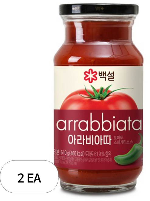 CJ 백설 아라비아따 토마토 스파게티 소스, 610g, 2개
