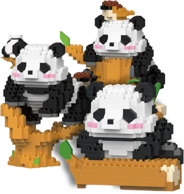 [나노킹-감성블럭] 판다 W 시리즈 나노블럭 DN050, 3개, A 세트