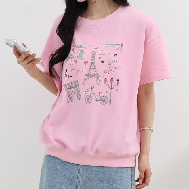 루나샵 에펠탑 반팔 맨투맨