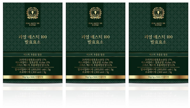 매스틱 효소 리얼매스틱100 발효 소화 곡물20종 인절미맛, 3박스, 30회분