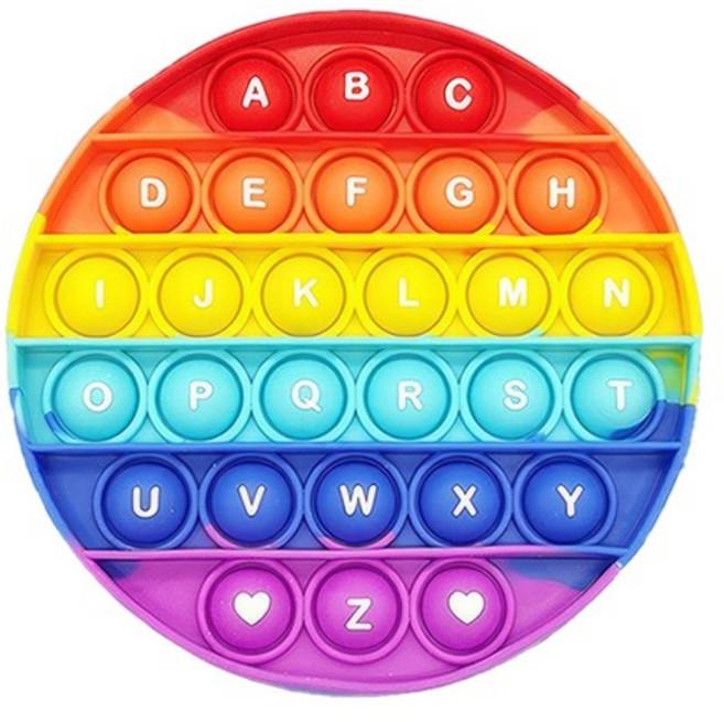 푸쉬팝 팝잇 실리콘 12x12 원형 피젯토이 B2084-O, 03.원형 푸쉬팝 영어 B1344
