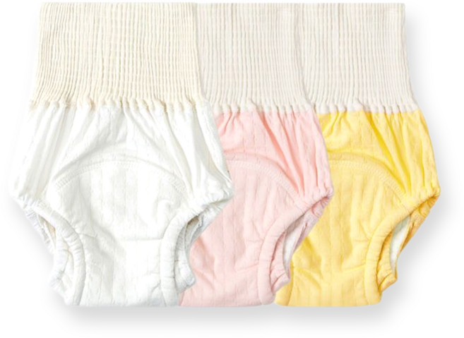 HO-OH 배앓이 방지 유아용 순면 배변 훈련팬티 3종 세트, 1세트, 화이트+핑크+옐로