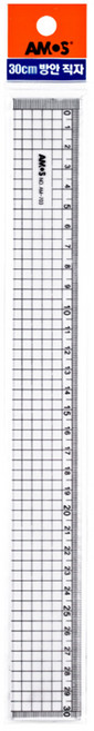 아모스 30cm 투명 플라스틱 방안자 직자 눈금자