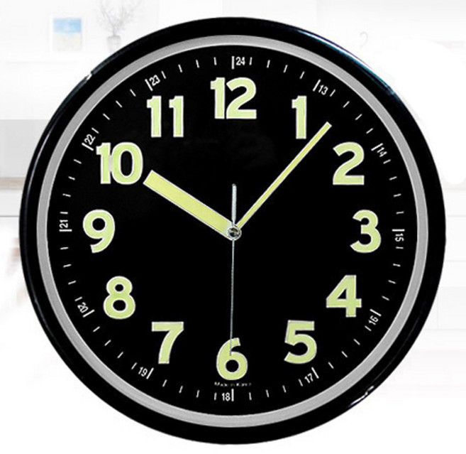 jeil 국내산 야광벽시계 4종모음 무소음벽시계 야광시계 벽걸이시계 인테리어 사무실 집들이 개업선물, 야광무소음 블랙 31cm