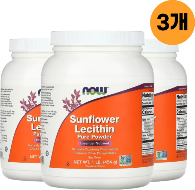 나우푸드 해바라기 레시틴 Sunflower Lecithin 454g 3개 포스파티딜 콜린 - 쿠팡
