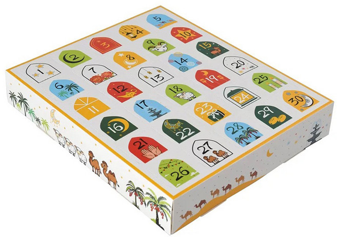 倒數日曆禮盒 附小玩偶 可自行填充 聖誕節交換禮物, 30格戳戳樂5入裝, 1個