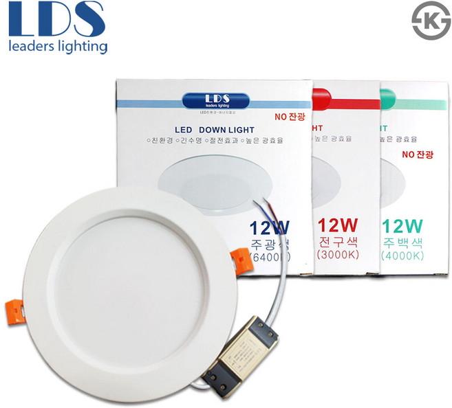 LDS 리더스 타공130mm(5인치) 다운라이트 12W KS인증 매입등기구 거실조명 매립등, 주광색(하얀빛), 1개