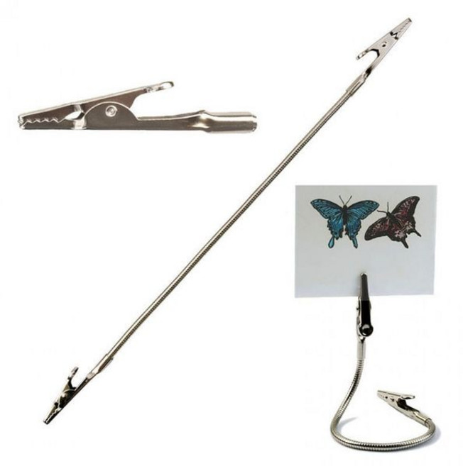 스테인리스 악어집게 클립 긴막대 플렉시블 홀더 사무용품 책상정리 문서고정 메모클립 다관절, 1개, 상세페이지 참조