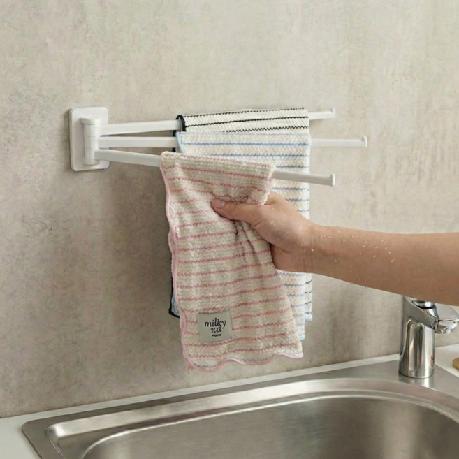 아르벤 공중부양 회전식 무타공 행주 걸이, 1개, 화이트