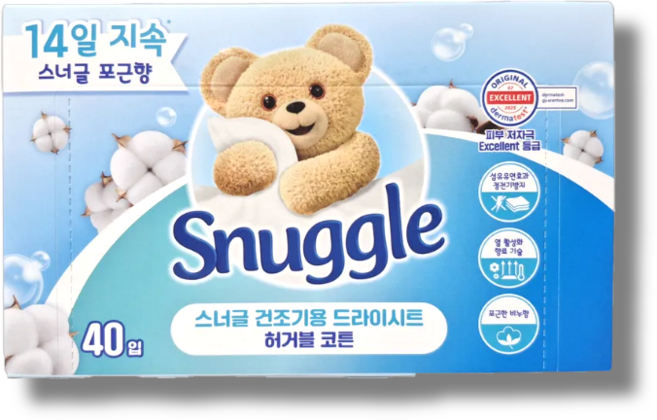 스너글 건조기용 드라이시트 허거블코튼, 40개입, 1개