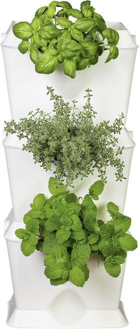 미니가든 벽걸이 화분 스탠딩 수직 허브 딸기 인테리어 화분, 1개, 화이트