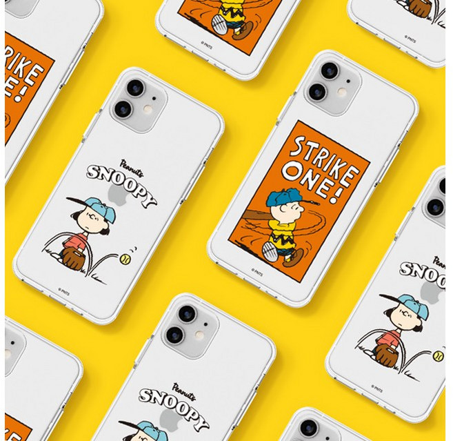 피너스 스누피 베이스볼 투명 클리어 젤리 케이스