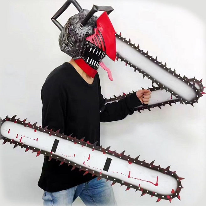 씨플 애니메이션 캐릭터 체인소맨 할로윈 파티 호러 가면 마스크, 디테일 버젼, 소형