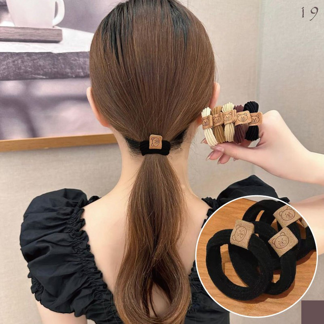 小熊髮圈 復古髮圈 高彈耐用 無痕橡皮筋 丸子頭髮繩 秋冬髮圈 綁髮圈 小皮筋 流行髮飾頭飾