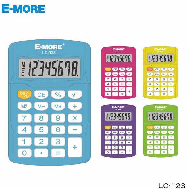 E-MORE 彩色攜帶型計算機 LC-123 8位元, 1個, 黃色, 黃色