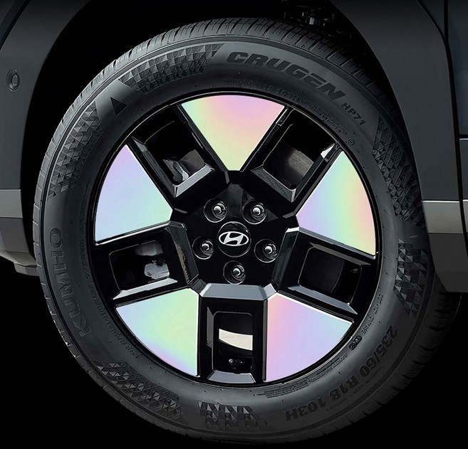 싼타페 MX5 하이브리드 휠 스티커 드레스업 튜닝 용품, 20인치 (디자인플러스), 블랙 유광 4P, 1세트