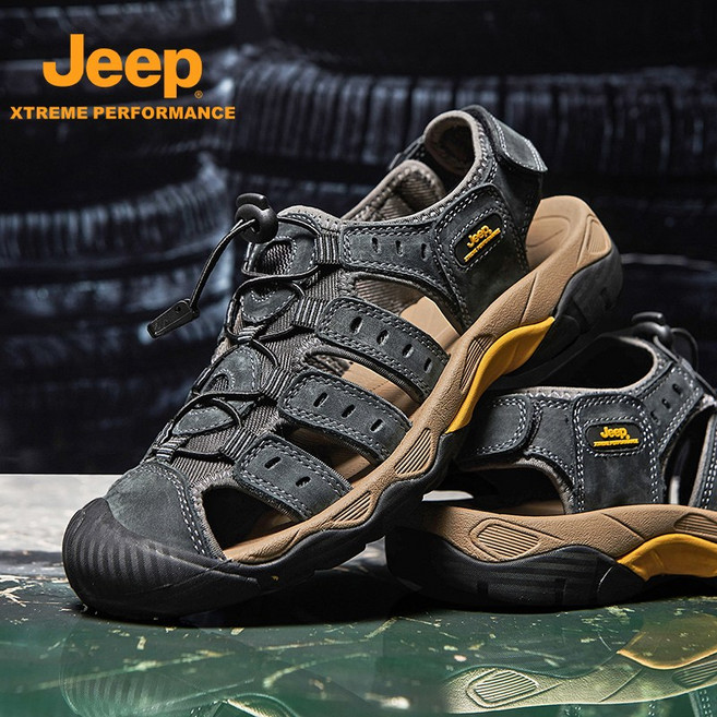 지프 jeep 토 샌들 여름 해변 캐주얼 남성 샌들 운전 신발 스포츠 미끄럼 방지