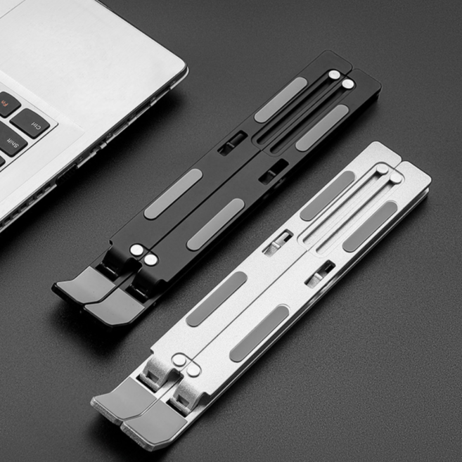 버틱 미니멀리즘 초슬림 알루미늄 휴대용 노트북 거치대, 블랙, 1개