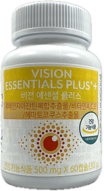 눈 건강 관리 건강식품 눈 피로 회복 도움 비타민C 풍부 루테인 함유 건강 에센셜 영양제 60캡슐 1개, 60정