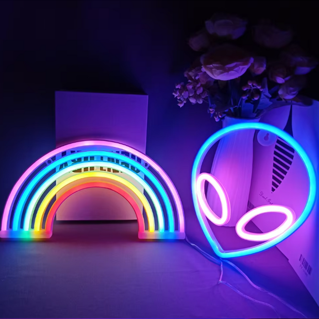 USB 네온 사인 LED 조명 무드등 네온바 나래바 크리스마스 선물 카페 홈바 파티 램프, 행성