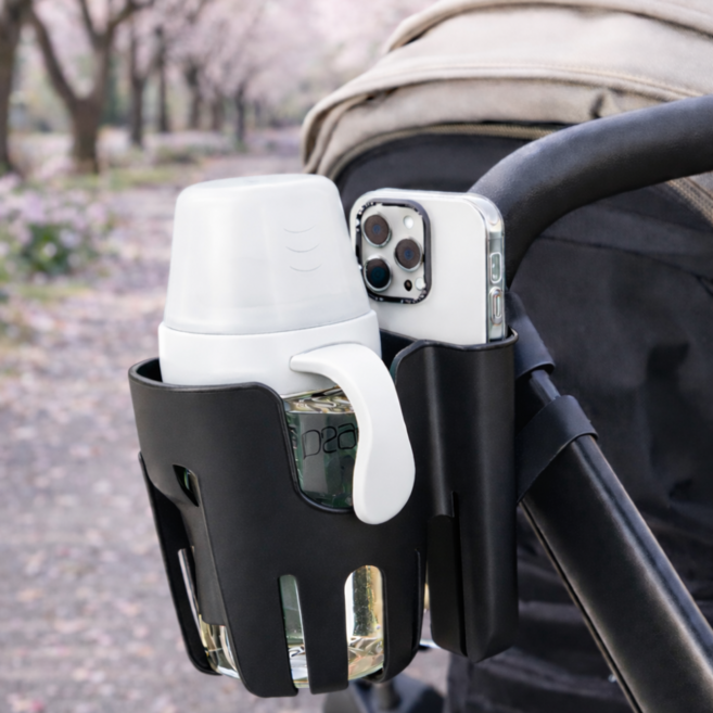 사또산다 양손 자유 핸드폰 유모차 컵홀더, 1개, 블랙