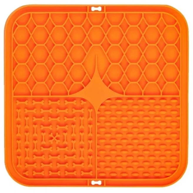 애완동물용 실리콘 매트 강아지 슬로우 푸드 플레이트 목욕 시 주의력 집중용 흡착식 트레이닝 도구, 1개, Orange