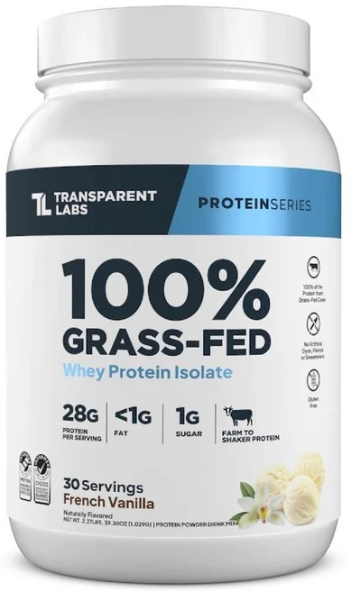 Transparent Labs 유청 단백질 아이솔레이트 밀크 초콜릿 28g 단백질30서빙 글루텐 프리 (원산지 미국), 프렌치 바닐라 - 쿠팡