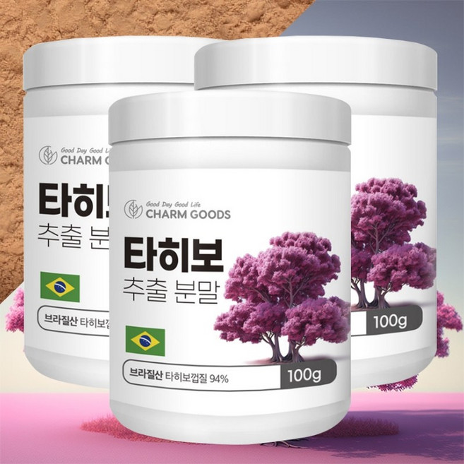 타히보 추출분말 가루 브라질 타히보껍질 추출물, 100g, 3개