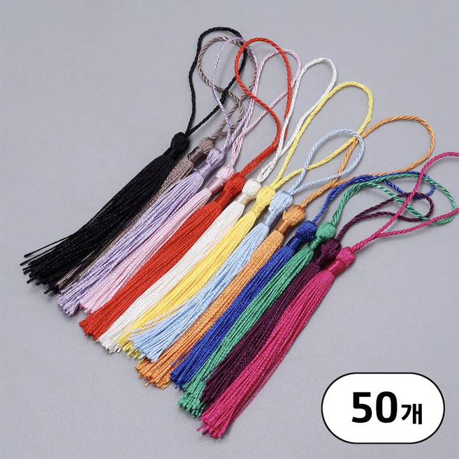 전통 태슬 노리개 장식 태슬 공예 DIY 재료 키링 가방 책갈피 장식 태슬, 50개, 베이직혼합