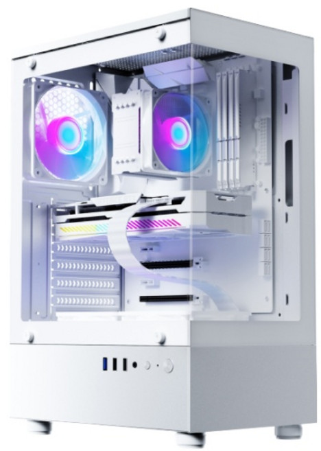 [주식회사 투민시스템] TA100 RGB 강화유리 [미들타워] [화이트], 1개