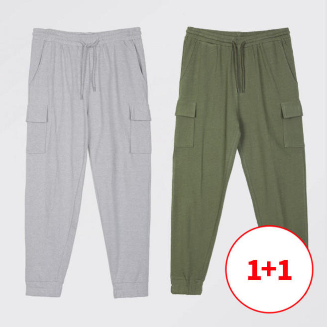 [이지바이] (1+1) 남성 카고 밴딩 바지 쭈리 조거 팬츠