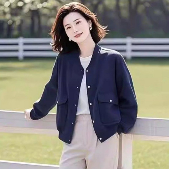 Neirny 여성 야구 점퍼 봄가을 간절기 캐주얼 고급 자켓 데일리 루즈핏 숏 야구복 바람막이 얇은 코트