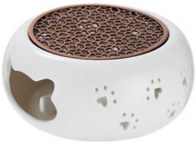 Qiaokao 고양이 티포트 워머 캔들 홀더 포함 14x10x6cm, 1개, 화이트