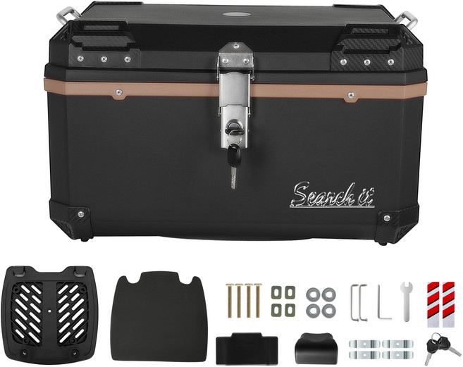 서치잇 전동차 트렁크 68L 대용량 범용 오토바이 뒷박스 방수형 배달용 수납 박스, 갈색