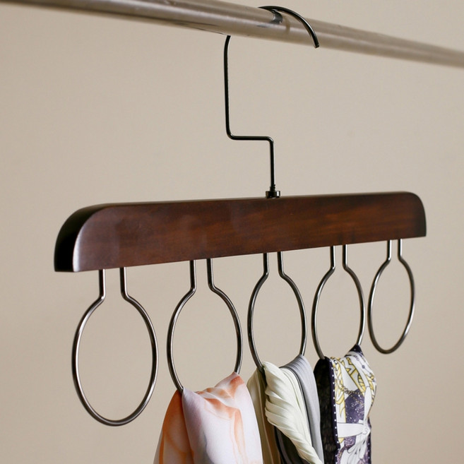 넥타이걸이 옷장 스카프 머플러 타이 다용도 원형 후크 걸이 5구, 다크, 1개